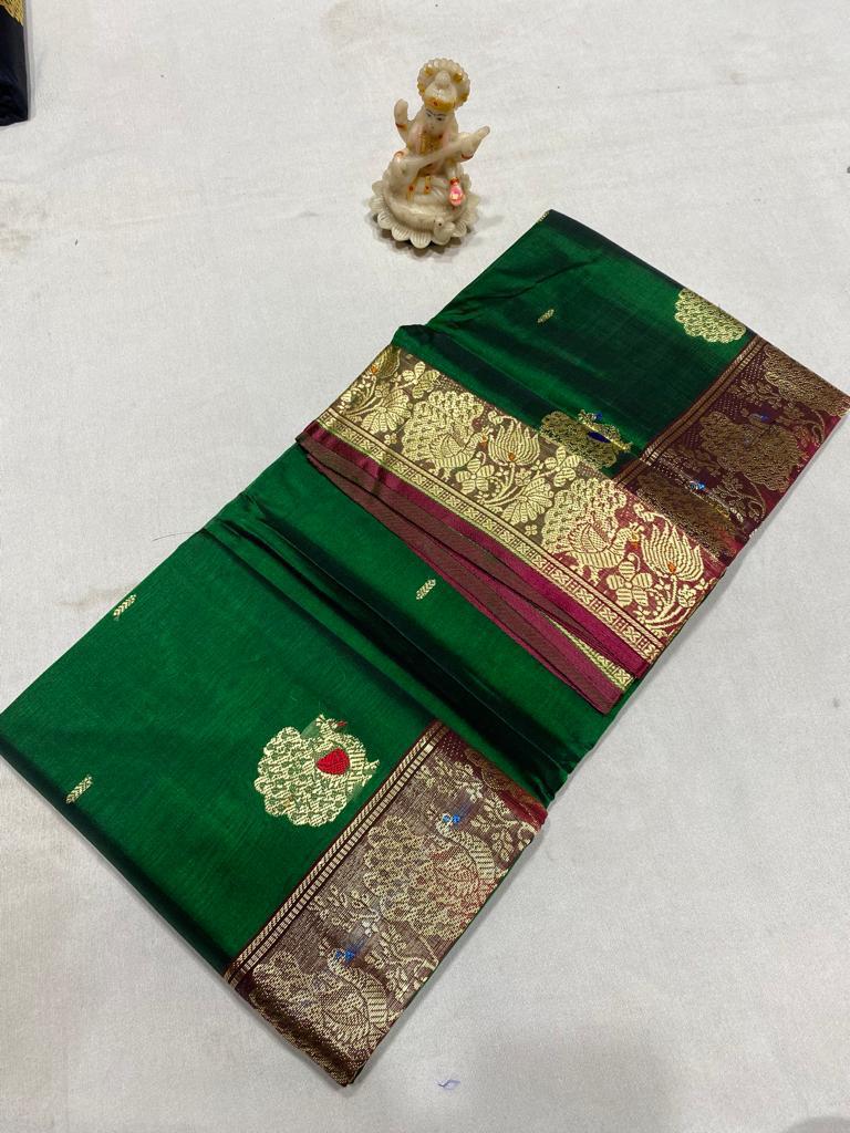 Stitched Nauvari saree in Peshwai style - Peshwai Nauwar